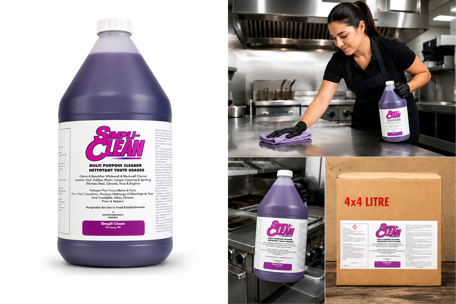 Simpli-Clean multi-purpose cleaner jug and commercial case